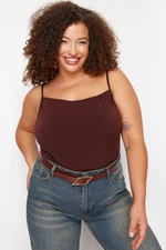 Trendyol Curve Brown Sandy Knitted Plus Size Blouse