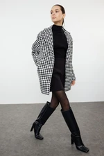 Trendyol Black Oversize Wool Wide Cut Houndstooth Coat