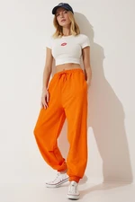 Happiness İstanbul Women's Orange Baggy Jogging Sweatpants