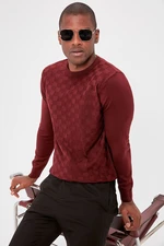 Trendyol Claret Red Slim Slim Fit Crew Neck Textured Knitwear Sweater