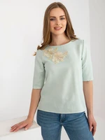 Mint formal blouse with short sleeves