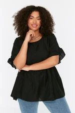 Trendyol Curve Black Knitted Ruffle Blouse