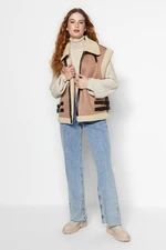 Trendyol Mink Premium Oversize Plush Detailed Suede Biker Vest