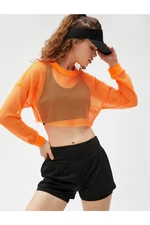 Koton Crop Mesh Sports T-Shirt Long Sleeve