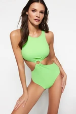 Trendyol Green Halterneck Cut Out/Windowed Regular Leg Swimsuit