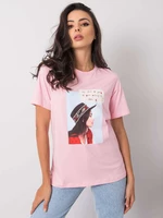 Women's pink T-shirt with print