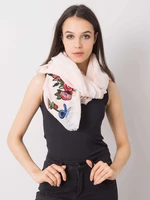 Lady's peach scarf with colorful patches