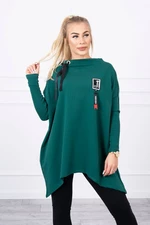 Oversize sweatshirt with asymmetrical sides of green color