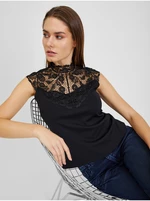 Orsay Black Women's T-shirt with Lace Detail - Women