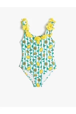 Koton Swimsuit with Applique Detailed Lemon Print, Thick Straps.