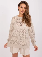 Light beige summer sweater with a round neckline