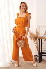 Mustard jumpsuit with wide legs