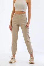 BİKELİFE Beige Cargo Pocket Gabardine Trousers