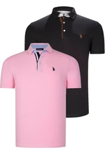 DUAL SET T8582 DEWBERRY MENS T-SHIRT-BLACK-PINK