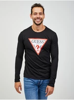 Černé pánské tričko s dlouhým rukávem Guess - Pánské