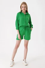 Bigdart 20168 Linen Shirt Shorts Set Green
