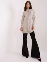 Light beige long oversize sweater with cuffs