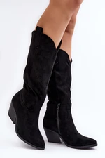 Women's Over-the-Knee Cowboy Boots - Black Oppore