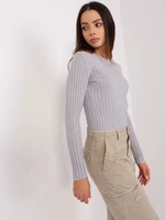 Gray women's classic sweater with viscose