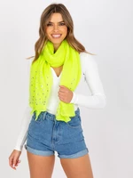 Fluo yellow airy scarf with application of rhinestones