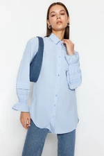 Trendyol Light Blue Embroidered Woven Cotton Shirt