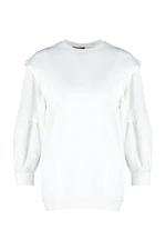 Trendyol White Sleeve Detail Diver/Scuba Knitted Sweatshirt