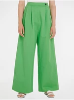 Light green women's wide trousers with linen blend by Tommy Hilfiger