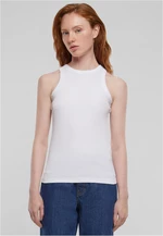 Women's Racer Back Rib Tank Top - White