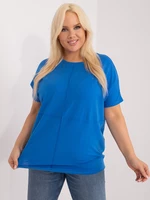 Navy blue, plain cotton blouse of a larger size