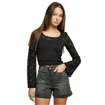 Women's Cropped Lace Longsleeve Black