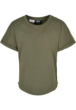 Boys Long Shaped Turnup Olive Tee