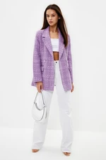 Trendyol Lilac Oversize Woven Plaid Blazer Jacket