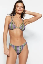 Trendyol Animal Patterned High Leg Bikini Bottom