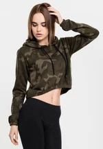 Ladies Camo Cropped Hoody Olive Camo