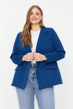 Trendyol Curve Blue Double Closure Woven Blazer Jacket