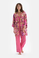 Dagi Pink Patterned Patterned Woven Dressing Gown