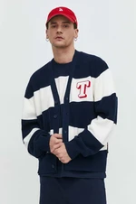 Kardigán Tommy Jeans pánsky, tmavomodrá farba, DM0DM18875