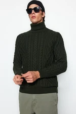 Trendyol Khaki Slim Fit Turtleneck Hair Knitted Knitwear Sweater