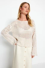 Trendyol Stone Thin Openwork/Perforated Knitwear Sweater