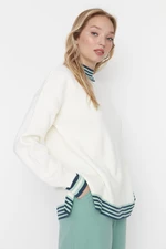 Trendyol Ecru Striped Knitwear Sweater