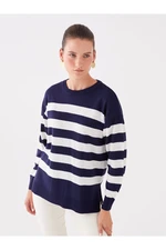 LC Waikiki Crew Neck Striped Long Sleeve Oversize Women's Knitwear Sweater