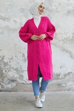 InStyle Evia Buttoned Knitwear Cardigan - Fuchsia