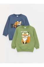 LC Waikiki Crew Neck Long Sleeve Printed Baby Boy Sweatshirt 2 Pack