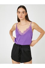 Koton Satin Pajama Top, Athlete, Thin Straps, Ruched