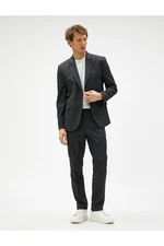 Koton Basic Trousers with Pockets and Buttons, Textured