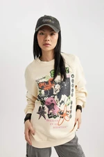 DEFACTO Oversize Fit Printed Thick Sweatshirt