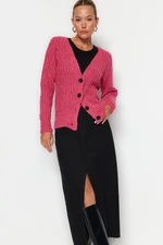 Trendyol Fuchsia Basic Soft Textured Knitwear Cardigan