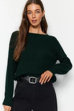 Trendyol Emerald Green Raglan rukáv pletený sveter