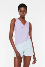 Trendyol Lilac Asymmetrical Corduroy Knitted Singlet