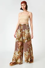 Koton High Waist Patterned Wide Leg Trousers